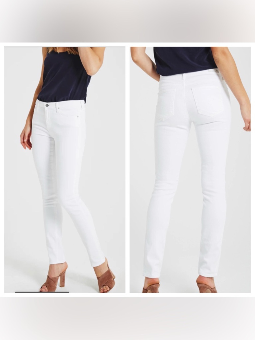 ADRIANA GOLDSCHMIED THE PRIMA LINE MID RISE CIGARETTE WHITE JEANS 29 R